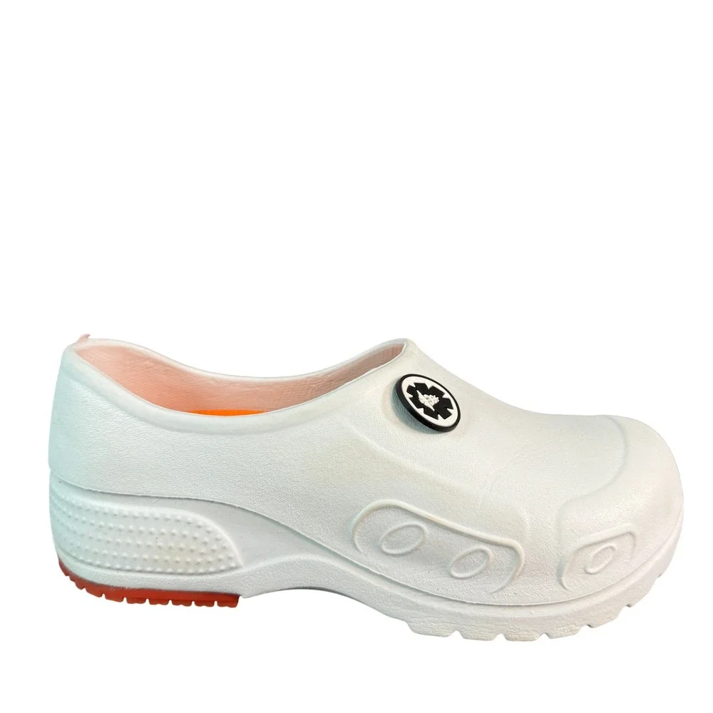 White Nursing Clogs Slip On Professional Work Shoes Medical Caduceus Size 3